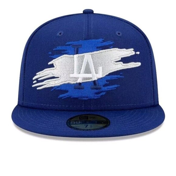 Men's New 7 7/8 Era Royal Los Angeles Dodgers Logo Tear 59FIFTY Fitted Hat - Picture 1 of 9